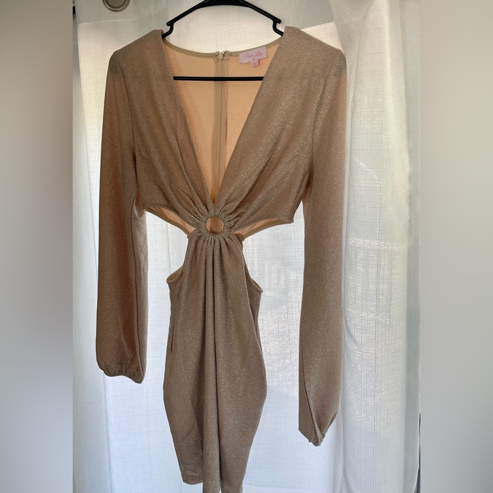 Pink Lily champagne sparkle dress